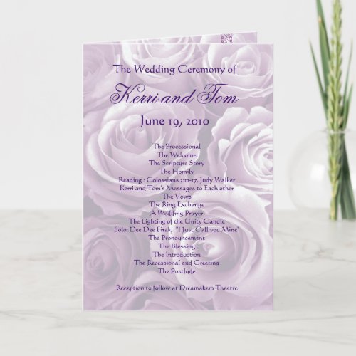 LAVENDER PURPLE Customized Wedding Program