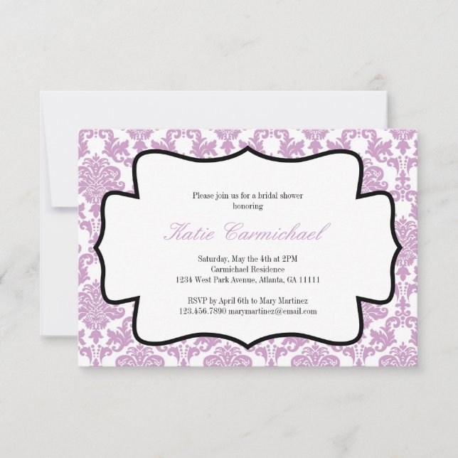 Lavender Purple Damask Invitation (Front)