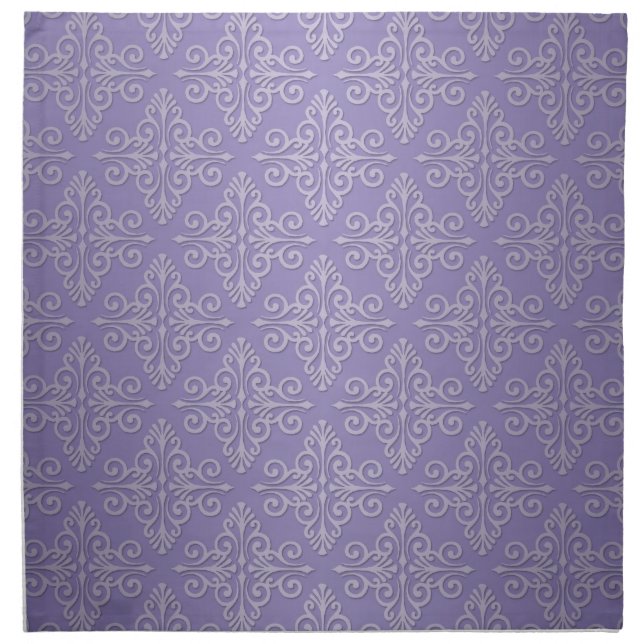 Lavender Purple Damask Pattern Cloth Napkin (Front)