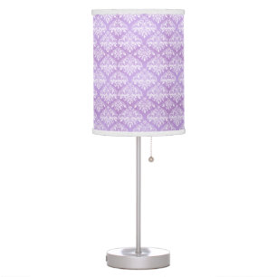 Lavender Purple Damask Style Table / Desk Lamp
