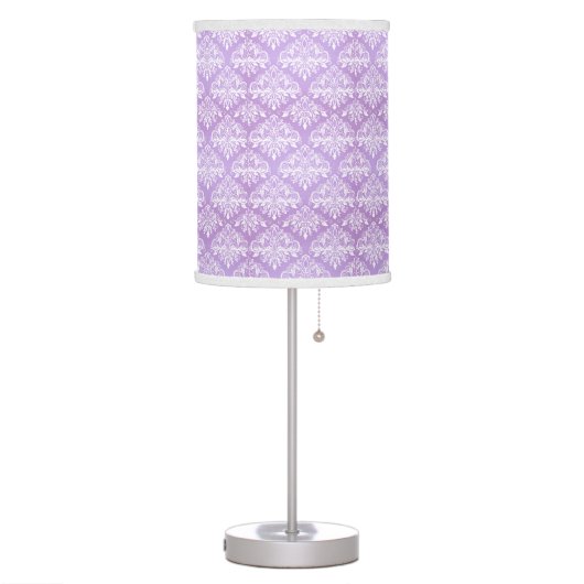 Lavender Purple Damask Style Table / Desk Lamp (Left)