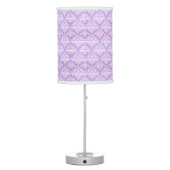 Lavender Purple Damask Style Table / Desk Lamp (Back)