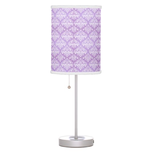 Lavender Purple Damask Style Table / Desk Lamp (Right)
