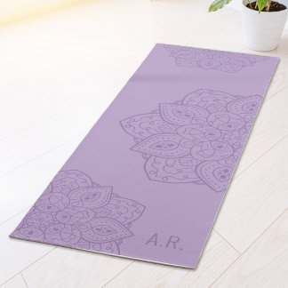 Lavender Purple Decorative Mandala With Initials Yoga Mat