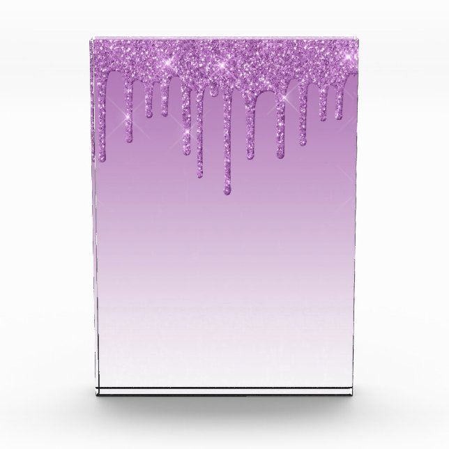 Lavender Purple Dripping Glitter Acrylic Award (Front)