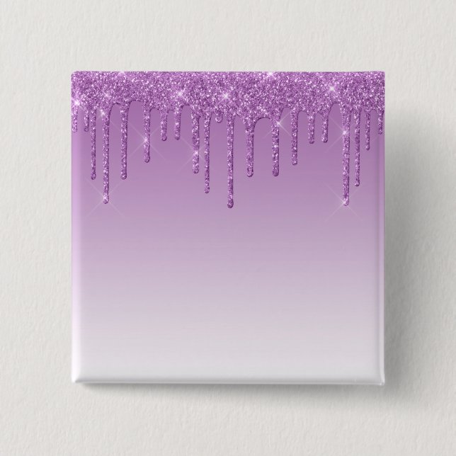 Lavender Purple Dripping Glitter Button (Front)