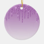 Lavender Purple Dripping Glitter Ceramic Ornament