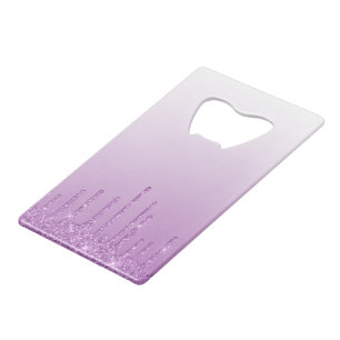 Lavender Purple Dripping Glitter Credit Card Bottle Opener