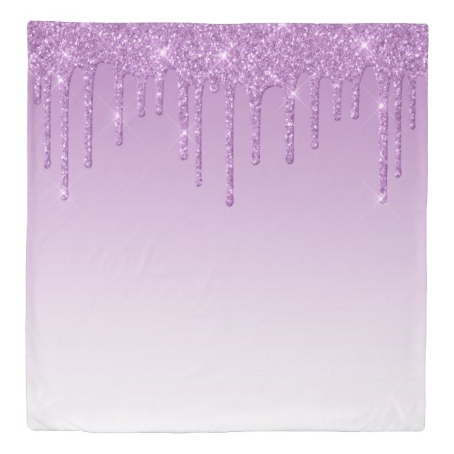 Lavender Purple Dripping Glitter Duvet Cover (Front)