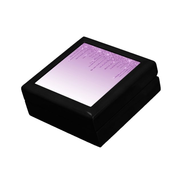 Lavender Purple Dripping Glitter Gift Box (Side)