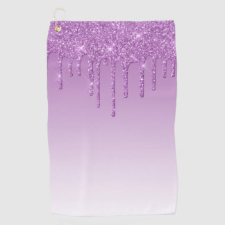 Lavender Purple Dripping Glitter Golf Towel