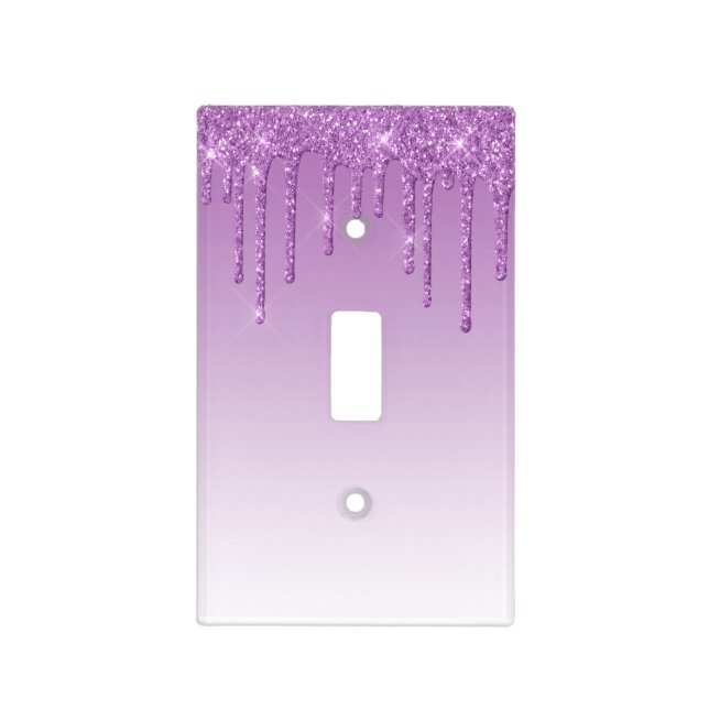 Lavender Purple Dripping Glitter Light Switch Cover (Front)