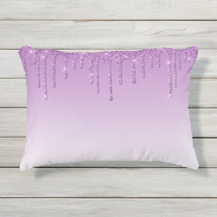 Lavender Purple Dripping Glitter Outdoor Pillow