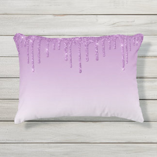 Lavender Purple Dripping Glitter Outdoor Pillow