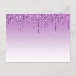 Lavender Purple Dripping Glitter Postcard