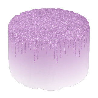 Lavender Purple Dripping Glitter Pouf