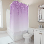 Lavender Purple Dripping Glitter Shower Curtain