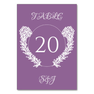 Lavender Purple Elegant Floral Wedding Table Number