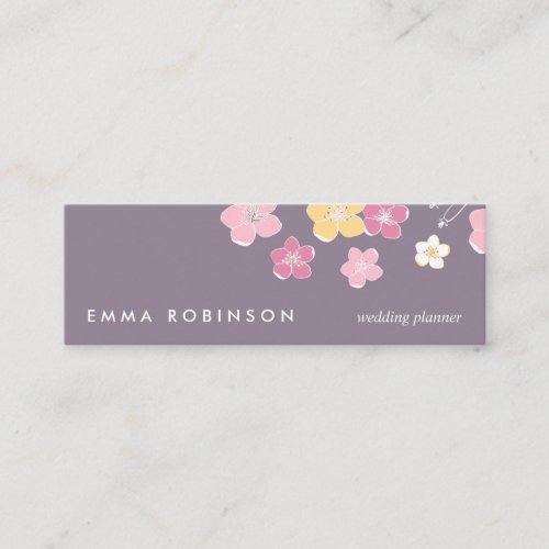 Lavender purple elegant flowers illustration mini business card