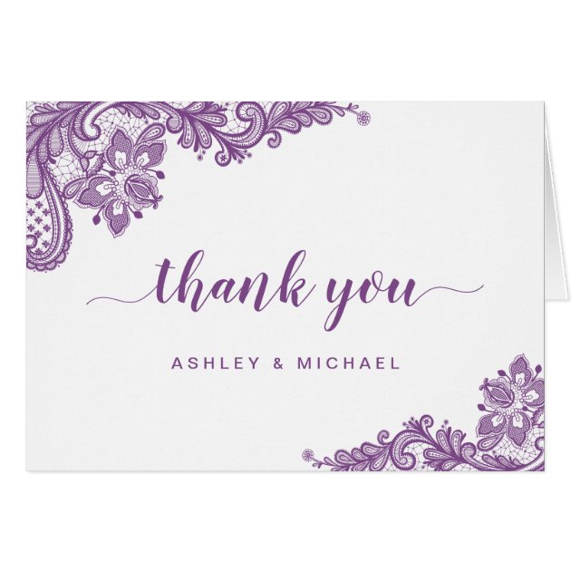 Lavender Purple Elegant Lace Floral Thank You Card