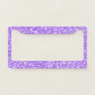 Lavender purple faux glitter pattern license plate frame
