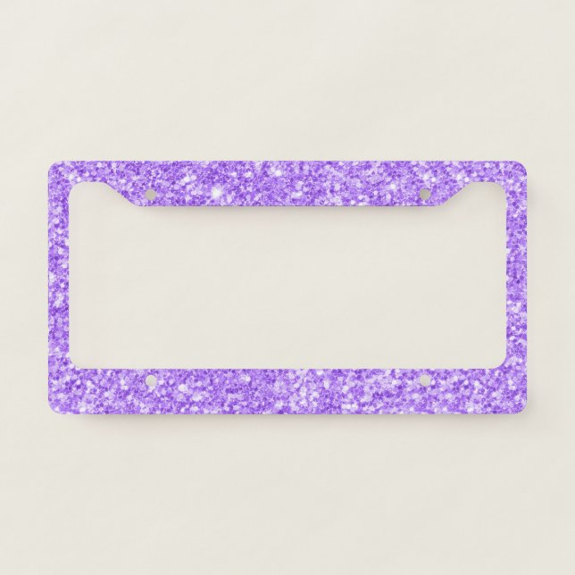 Lavender purple faux glitter pattern license plate frame (Front)