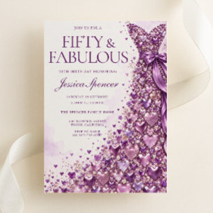Lavender Purple Fifty & Fabulous 50th Birthday Invitation