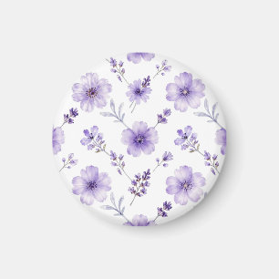 Lavender Purple Flax Flower Watercolor Pattern Magnet