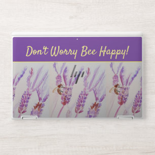 Lavender Purple Floral Art Don't Worry Bee Happy HP Laptop Skin