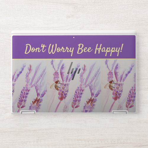 Lavender Purple Floral Art Dont Worry Bee Happy HP Laptop Skin