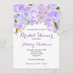 Lavender Purple Floral Baby Shower Invitation,Baby Invitation