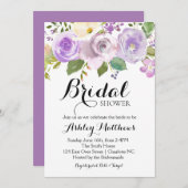 Lavender Purple Floral Bridal Shower Invitation (Front/Back)
