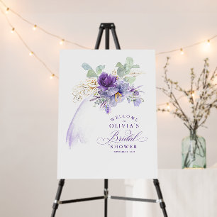 Lavender Purple Floral Bridal Shower Welcome Sign