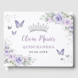 Lavender Purple Floral Butterflies Quinceañera Guest Book<br><div class="desc">Coordinate your party with this elegant personalized Guest Book! Personalize it easily and quickly, simply click the customize it further button to edit the texts, change fonts and fonts colors. Featuring pretty pastel lavender, lilac purple flowers, delicate greenery and purple and silver butterflies. Great for Quinceañera, Sweet 16, bridal shower,...</div>