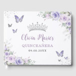 Lavender Purple Floral Butterflies Quinceañera Guest Book<br><div class="desc">Coordinate your party with this elegant personalized Guest Book! Personalize it easily and quickly, simply click the customize it further button to edit the texts, change fonts and fonts colors. Featuring pretty pastel lavender, lilac purple flowers, delicate greenery and purple and silver butterflies. Great for Quinceañera, Sweet 16, bridal shower,...</div>