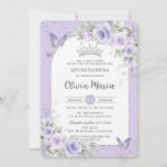 Lavender Purple Floral Butterflies Quinceañera Invitation<br><div class="desc">Personalize this elegant Quinceañera / Sweet 16 birthday invitation easily and quickly. Simply click the customize it further button to edit the texts, change fonts and fonts colors. Featuring beautiful watercolor lavender purple, lilac flowers, purple butterflies and a silver princess crown. Matching items available in store. Also great for twins...</div>