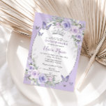 Lavender Purple Floral Butterflies Quinceañera Invitation<br><div class="desc">Personalize this soft lavender purple floral Quinceañera / Sweet 16 birthday invitation easily and quickly. Simply click the customize it further button to edit the texts, change fonts and fonts colors. Featuring pretty pastel lavender purple flowers, delicate greenery and purple and silver butterflies. Matching items available in store. (c) Somerset...</div>