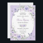 Lavender Purple Floral Butterflies Quinceañera Save The Date<br><div class="desc">Personalize this soft lavender purple floral Quinceañera / Sweet 16 birthday save the date easily and quickly. Simply click the customize it further button to edit the texts, change fonts and fonts colors. Featuring pretty pastel lavender purple flowers, delicate greenery and purple and silver butterflies. Matching items available in store....</div>