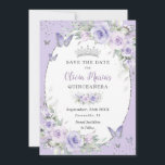 Lavender Purple Floral Butterflies Quinceañera Save The Date<br><div class="desc">Personalize this soft lavender purple floral Quinceañera / Sweet 16 birthday save the date easily and quickly. Simply click the customize it further button to edit the texts, change fonts and fonts colors. Featuring pretty pastel lavender purple flowers, delicate greenery and purple and silver butterflies. Matching items available in store....</div>
