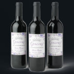 Lavender Purple Floral Butterflies Quinceañera Wine Label<br><div class="desc">Personalize these pretty purple floral Quinceañera / Sweet 16 / Cincoañera birthday wine bottle sticker labels easily and quickly. Simply click the "Edit Using Design Tools" button to modify the text, wording, font style, font size, and font color. You can also add or remove text, and move or remove images....</div>