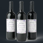Lavender Purple Floral Butterflies Quinceañera Wine Label<br><div class="desc">Personalize these pretty purple floral Quinceañera / Sweet 16 / Cincoañera birthday wine bottle sticker labels easily and quickly. Simply click the "Edit Using Design Tools" button to modify the text, wording, font style, font size, and font color. You can also add or remove text, and move or remove images....</div>