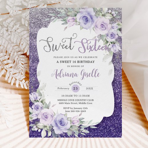 Lavender Purple Floral Butterflies Sweet Sixteen