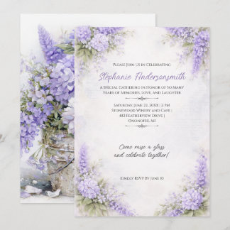 Lavender Purple Floral Clusters Birthday Party | Invitation