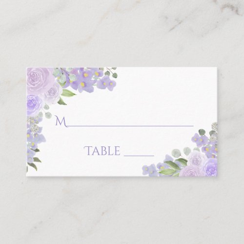 Lavender Purple Floral Elegant Wedding Escort Card