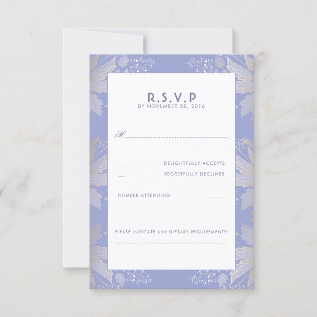 Lavender Purple Floral Elegant Wedding RSVP Cards (Front)