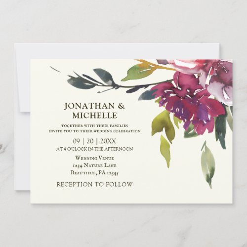 Lavender Purple Floral Greenery Christian Wedding Invitation