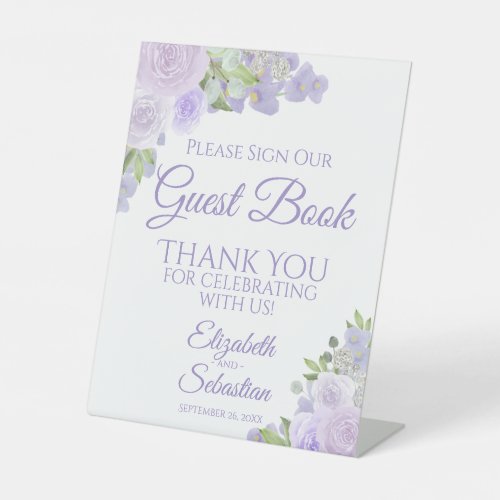Lavender Purple Floral Please Sign Our Guest Book