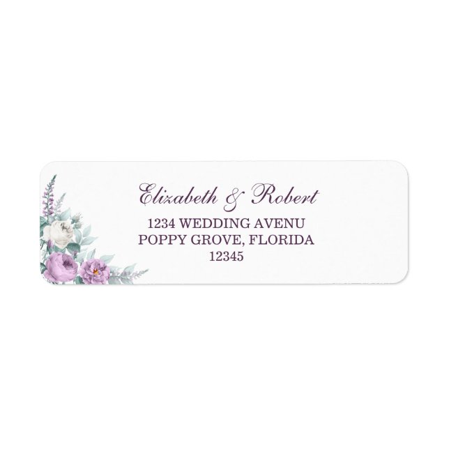 Lavender Purple Floral Return Address Label (Front)