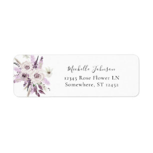 Lavender Purple Floral Return Address Label
