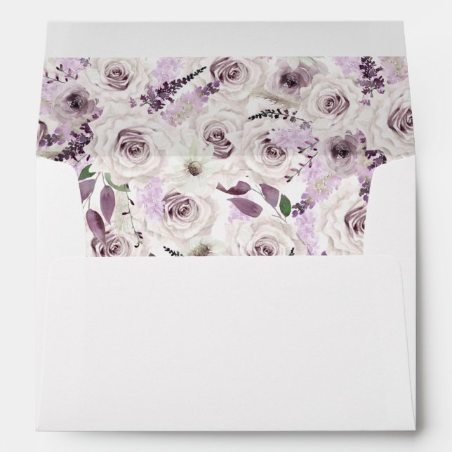 Lavender Purple Floral Rose Envelope (Back (Bottom))